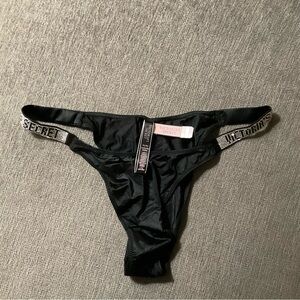 Very Sexy Victoria Secret Brazillian Slip new with tag, size Large, Black